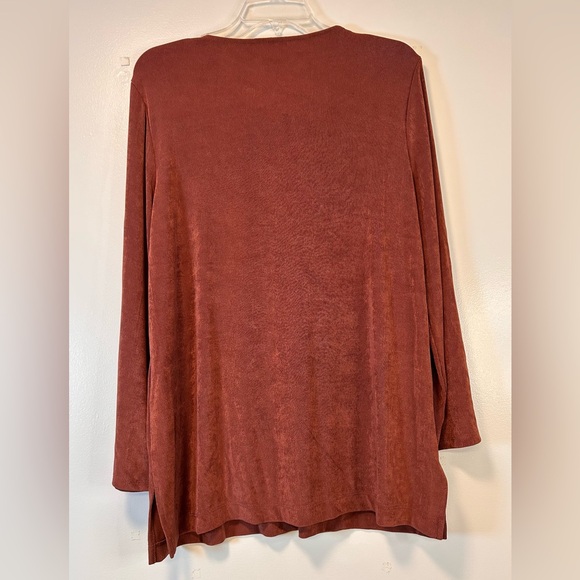 Chico’s Rust V-Neck Long Sleeve Tunic Top with Chain link Detail Women’s Large - Picture 5 of 8